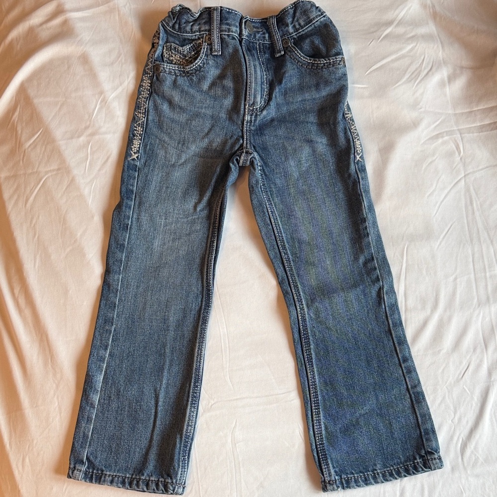 Girls Blue Denim Jeans with Side Embroidery